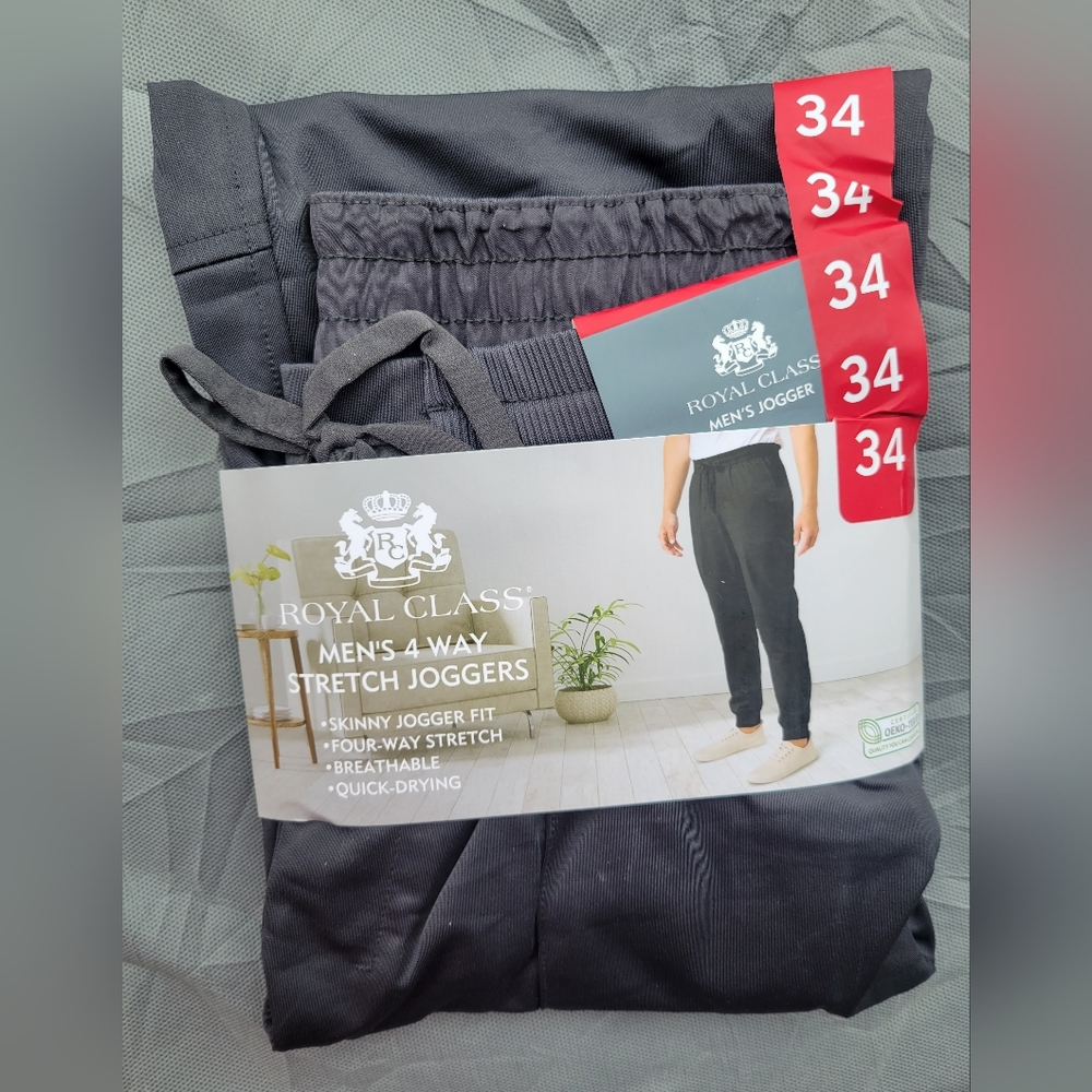 Royal Class Gray 4 Way Stretch Joggers sz 34